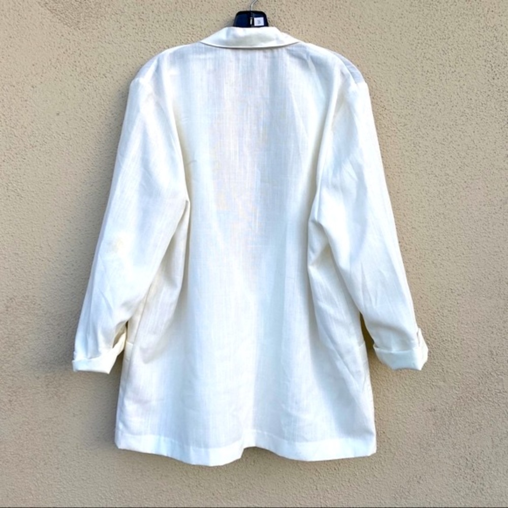 SAG HARBOR vintage white blazer long jacket pockets 1990s 90s Y2K plus size 16 - Picture 6 of 8